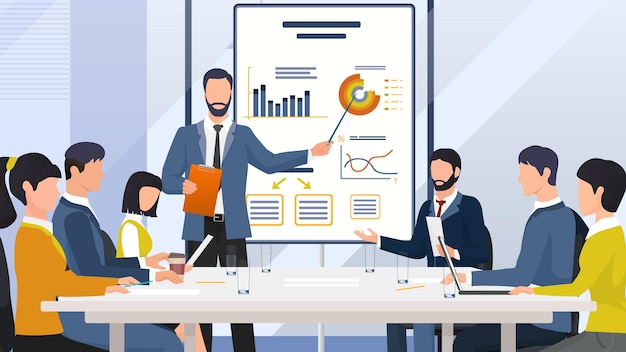 Führungsteam diskutiert Strategie im Vorstandsaal