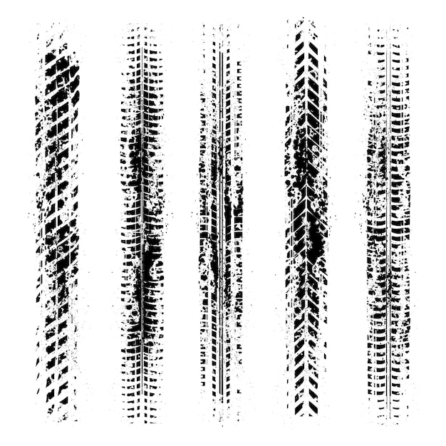 Vektor fünf grunge-reifensilhouetten