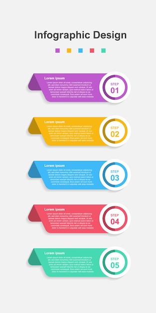 Fünf schritte bunte abstrakte business-infografik-vorlage
