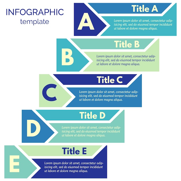 Fünf schritte infografik-design-elemente. schritt für schritt infografik-design-vorlage. vektor-illustration