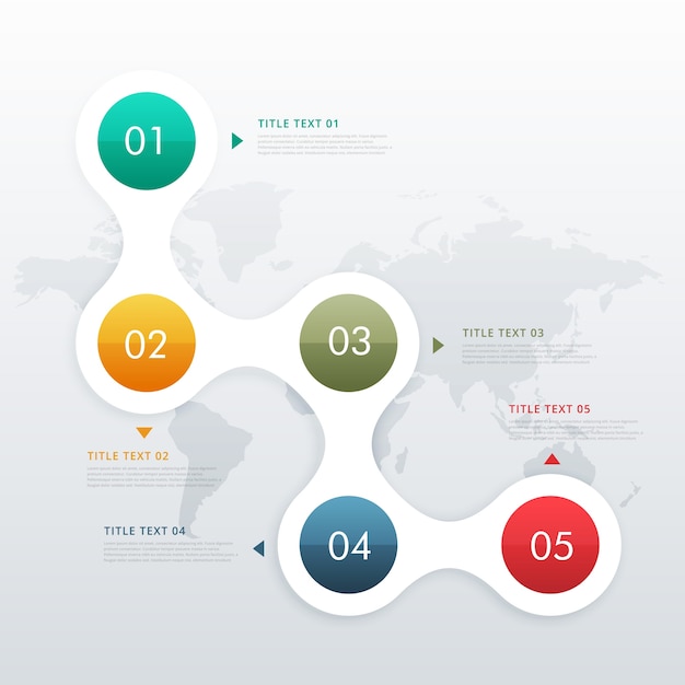 Fünf schritte infografik für business workflow