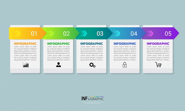 Fünf schritte infografiken vorlage