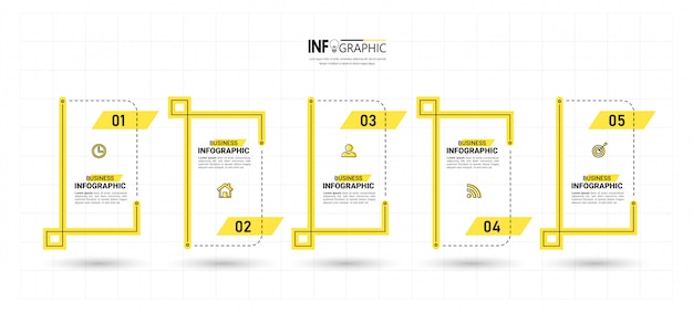 Fünf schritte zeitleiste infografiken design