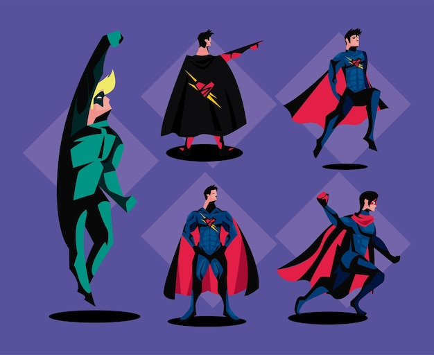 Fünf superhelden-gegenstände