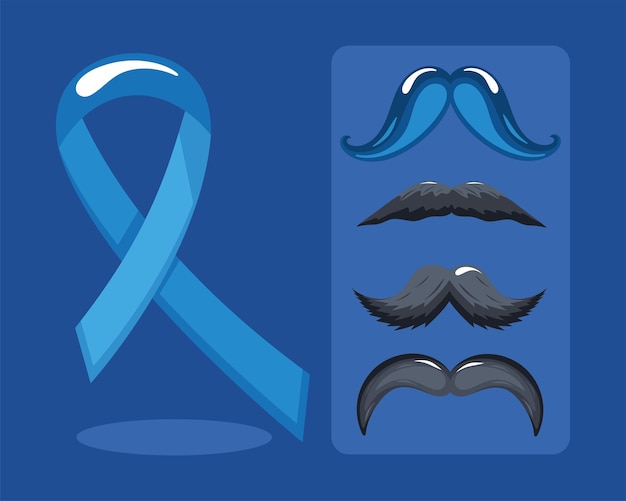 Fünf symbole der movember-kampagne