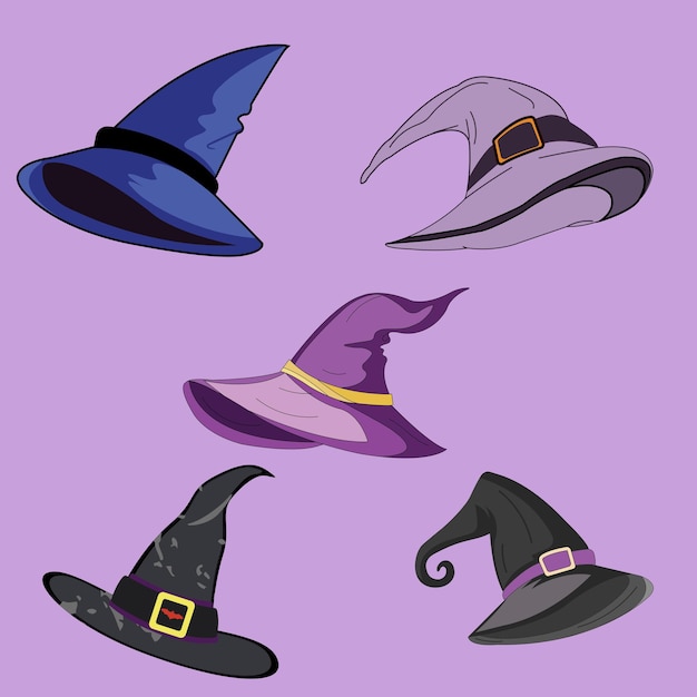 Fünf Vektor-Halloween-Hut-Kollektion