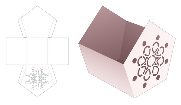 Fünfeckige schüssel mit schablonen-mandala-stanzschablone