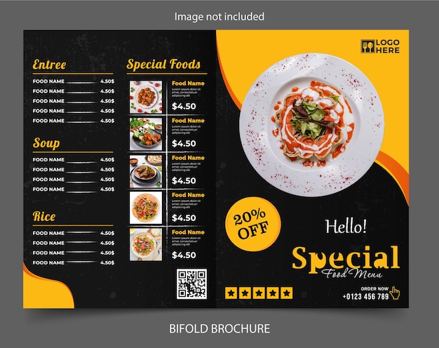 Für Fastfood-Broschüre Vorlage Fastfood-Menü Broschüre für Restaurants mit schwarzer und gelber Farbe