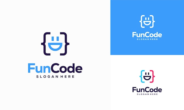 Fun code-logo entwirft konzeptvektor coding programmer-logo-vorlage