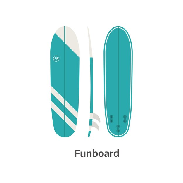 Funboard, Surfen, Schreibtisch, Vektor, Illustration