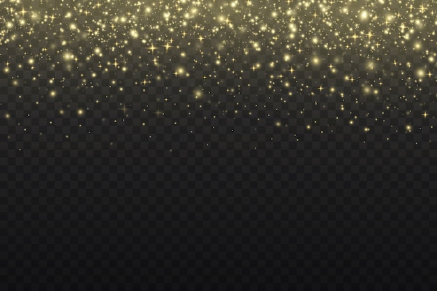 Funkelnde goldene magische Staubpartikel, besonderes Licht