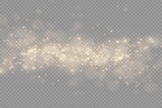 Funkelnde goldene Staubpartikel Bokeh Weihnachtsfunkeln Lichteffekt funkeln gelber Funkenstern