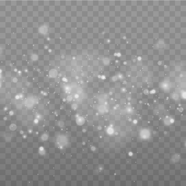 Funkelnde magische staubpartikel. bokeh-effekt. sternstaub funkelt in einer explosion. weiße funken glitzern als besonderer lichteffekt. weißer glitzerbeschaffenheit-weihnachtshintergrund.