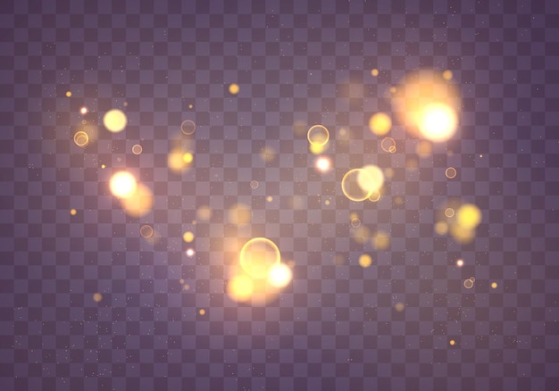 Funkelnder magischer Staub und goldene Partikel. Magisches Konzept. Abstrakter Bokeh-Effekt. Funkeln.