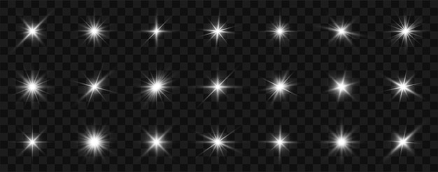 Vektor funkelnder stern. leuchtende sterne eingestellt. lichteffekt. funkelnder sterneneffekt. eps 10. vektorillustration