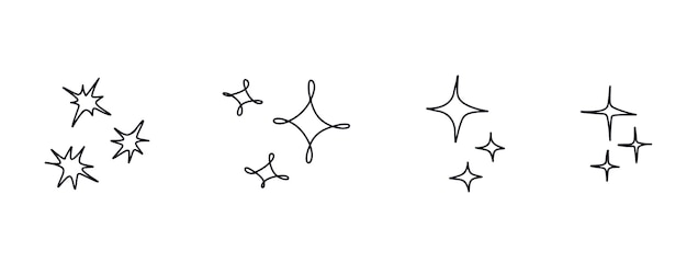 Funkelt stern. funkelnde sterne kritzeln symbole. satz von vektor-glanz-stern-symbol. helles feuerwerk