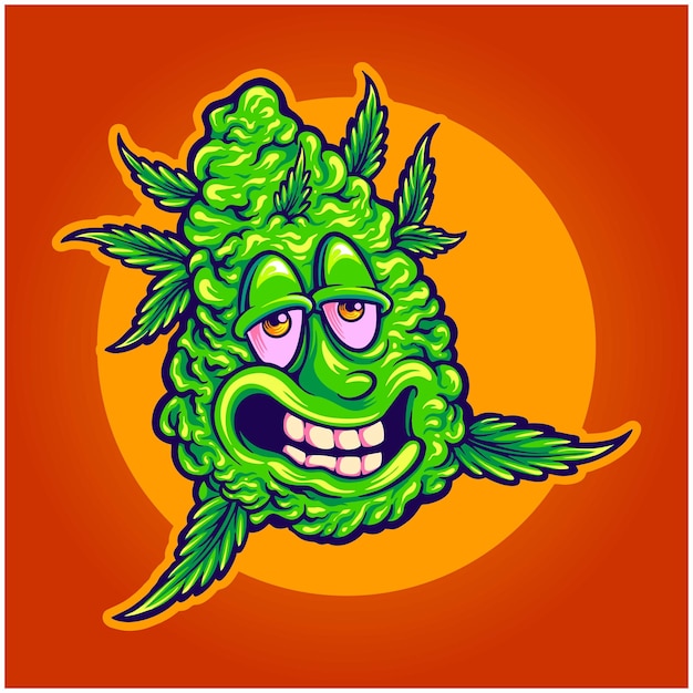Funny hilarious herb monster cannabis bud vector illustrationen für ihre arbeit logo merchandise