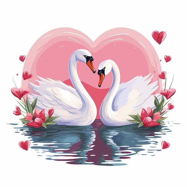 Vektor funny_swans_in_love_vector