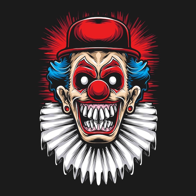 Furchtsame clownillustration für kleidungsdesign