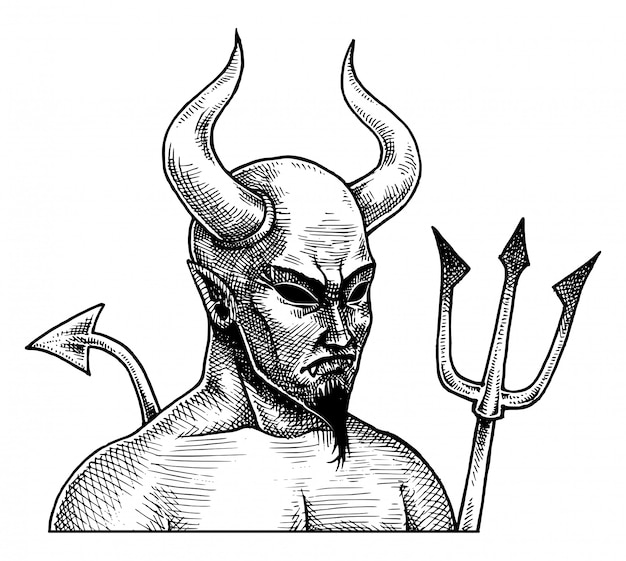 Furchtsamer schlechter Teufel, Hand gezeichneter Skizzen-Vektor