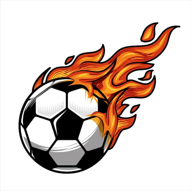 Fußball auf feuer vektor-illustration