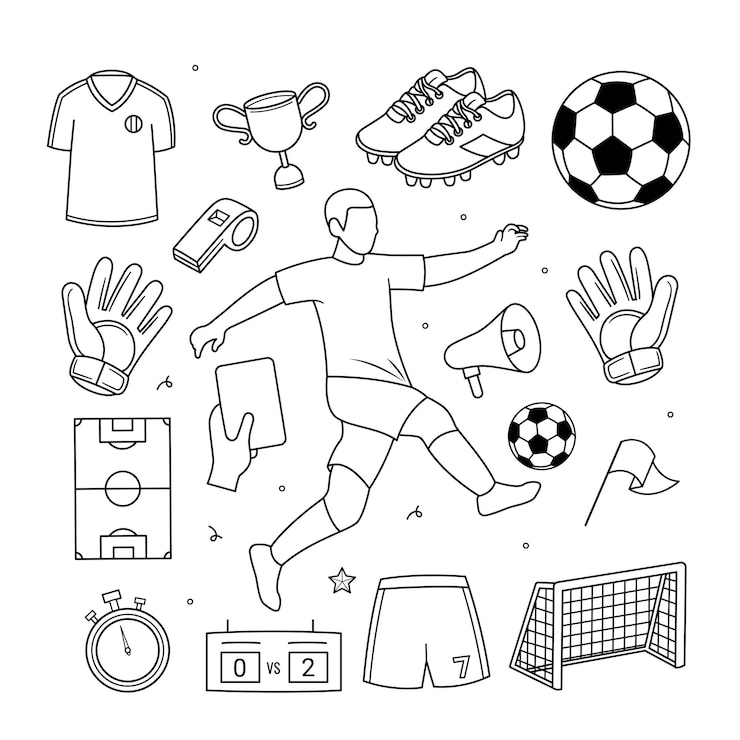 Vektor fußball-ausrüstung mit vektorillustration