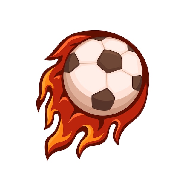 Fußball-Ball-Feuer-Sport-Maskottchen-Logo-Symbolkarikatur-Illustrationsvektor