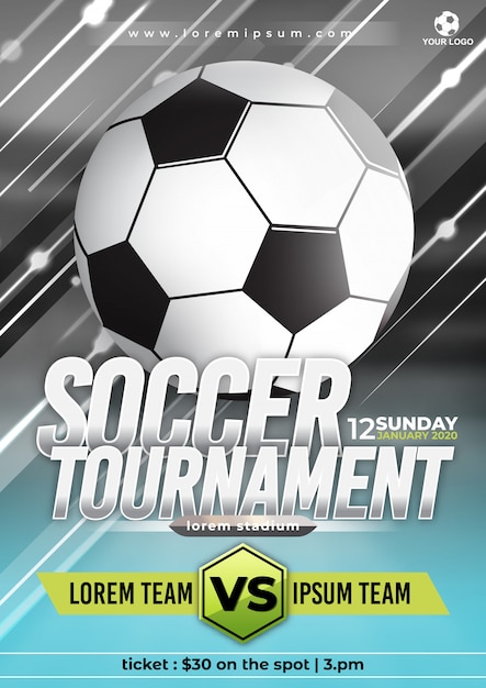 Fußball Cup Turnier Plakat Vorlage mit trendigem Design