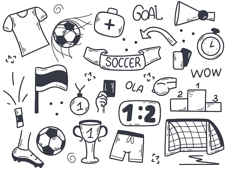 Vektor fußball-droodle-sketch-stil-set