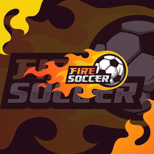 Vektor fußball feuer e sport logo template design premium-vektor