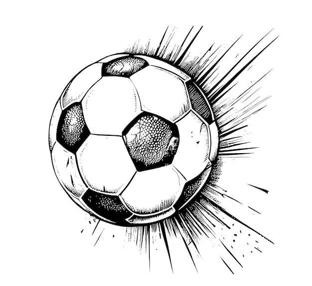 Fußball fliegende skizze handgezeichnet sport und fußball vektor-illustration.