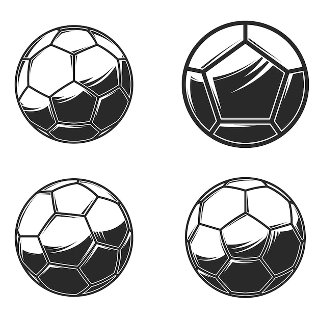 Fußball-fußbälle auf weißem hintergrund. gestaltungselement für logo, etikett, schild, poster, karte, banner. vektor-illustration