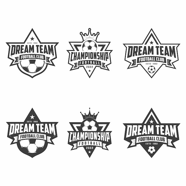 Fußball-Fußball-Logo-Emblem-Kollektionen entwerfen Vorlagen auf hellem Hintergrund