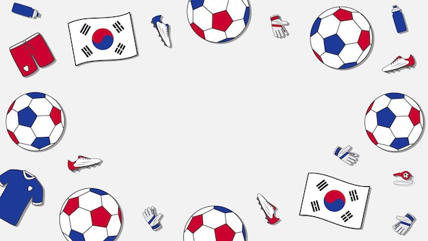 Fußball-hintergrund-design-vorlage fußball-karikatur-vektor-illustration turnier in südkorea