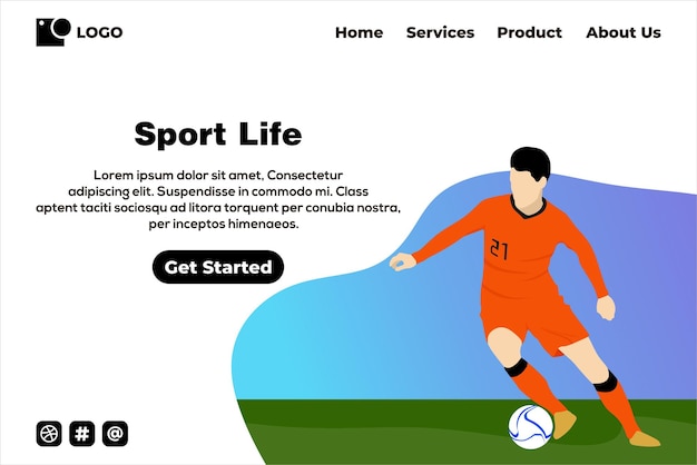 Vektor fußball-landing-page-design-vorlage, landing-page-design-vektor, landing-page-vektor