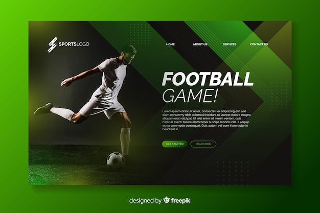 Vektor fußball-landingpage mit foto