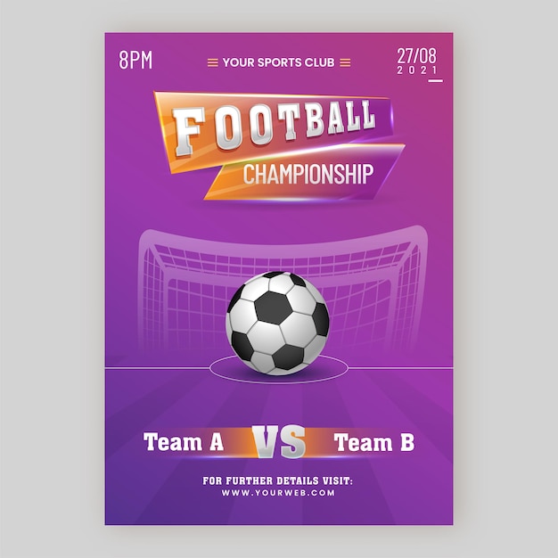 Fußball-meisterschafts-poster-design mit realistischem fußball