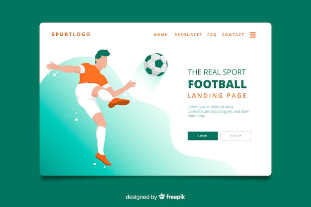 Fußball sport landing page