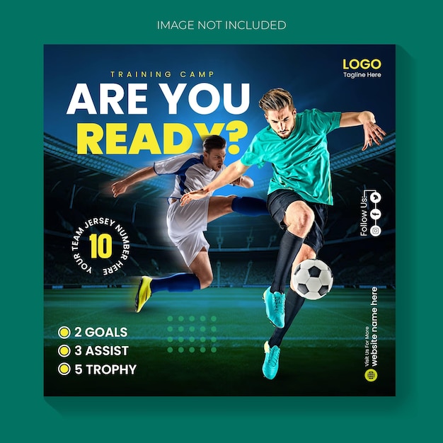 Fußball-Sport-Spiel-Tag Social-Media-Quadrat-Banner-Vorlage