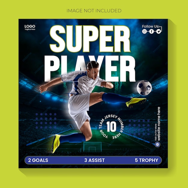 Fußball-Sport-Spiel-Tag Social-Media-Quadrat-Banner-Vorlage
