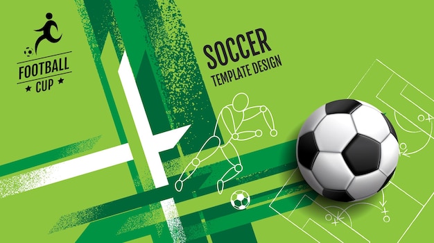 Fußball-Template-Design Fußball-Banner Sport-Layout-Design grün Themenvektor