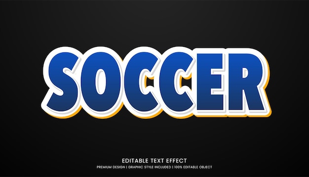 Vektor fußball-text-effekt-vorlage mit minimalistischem stil und fett geschriebenem schriftkonzept verwendung für markenwerbung