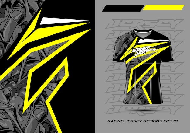 Vektor fußball-trikot-design für sublimation sport-t-shirt-design schwarz gelb