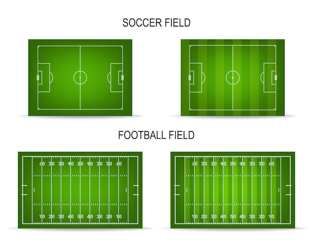 Vektor fußball- und american-football-felder mit perspektive.