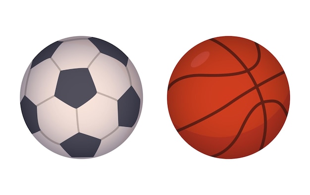 Fußball- und Basketballball-Vektorillustration