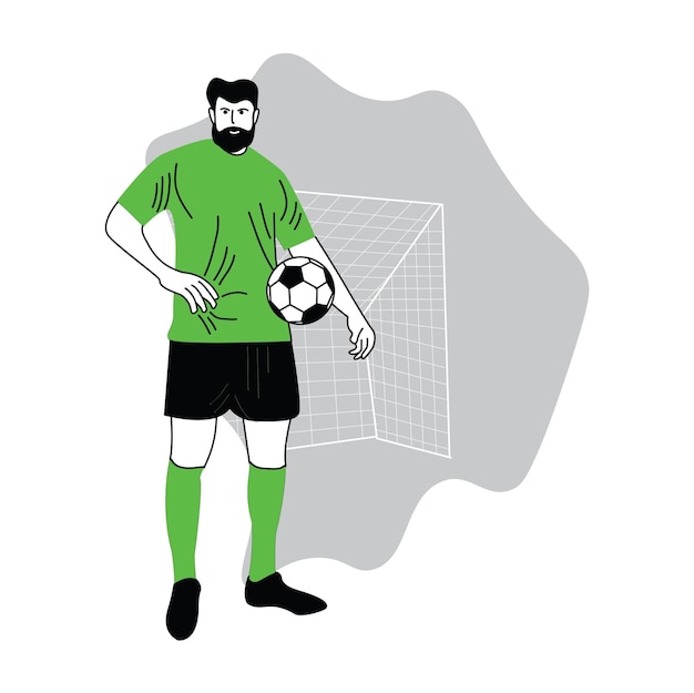 Vektor fussball-weltmeisterschaft flache vektor-illustration spieler, der den ball auf seiner taille trägt