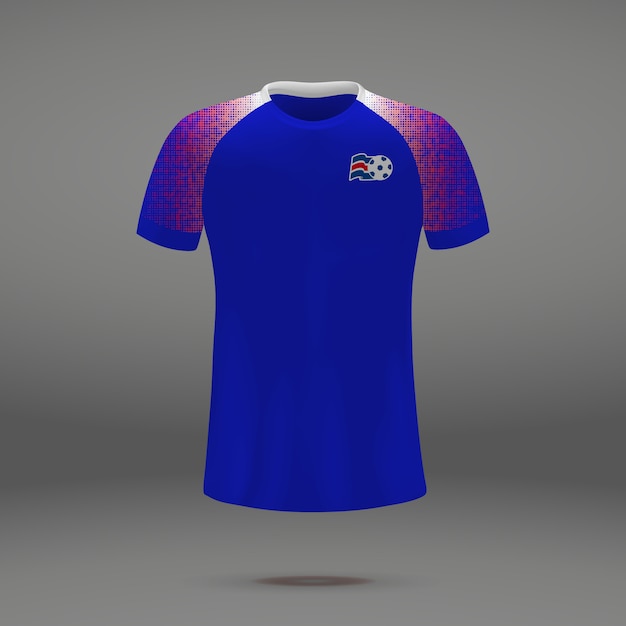 Vektor fußballausrüstung von island, t-shirt schablone für fußball jersey