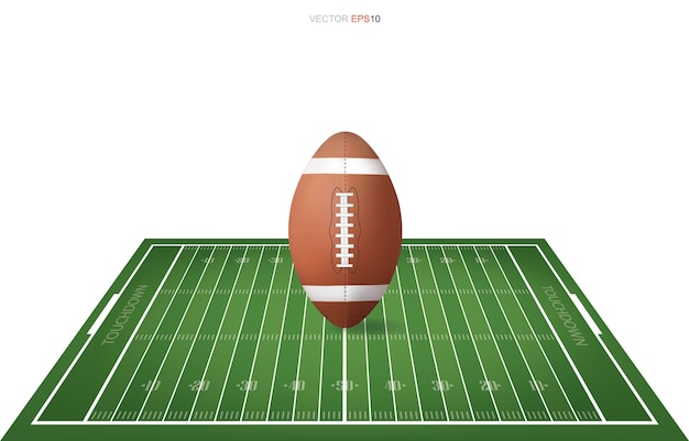 Fußballball auf fußballfeld mit linienmusterbereich für hintergrund