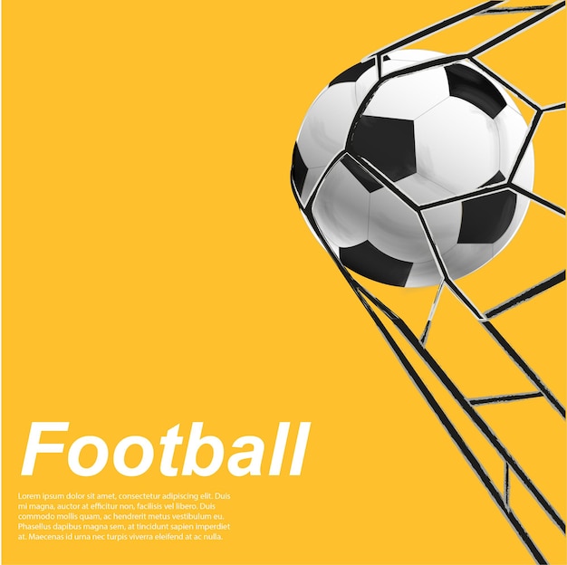 Fußballball Vektorillustration Fußballtor Hintergrund gelber Vektor Banner