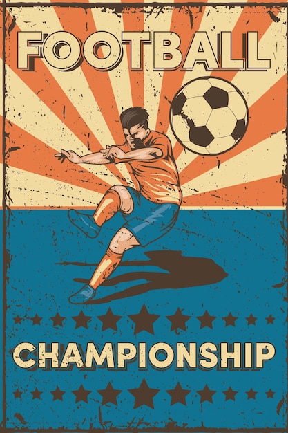 Fußballmeisterschaftsplakat im Retro-Stil